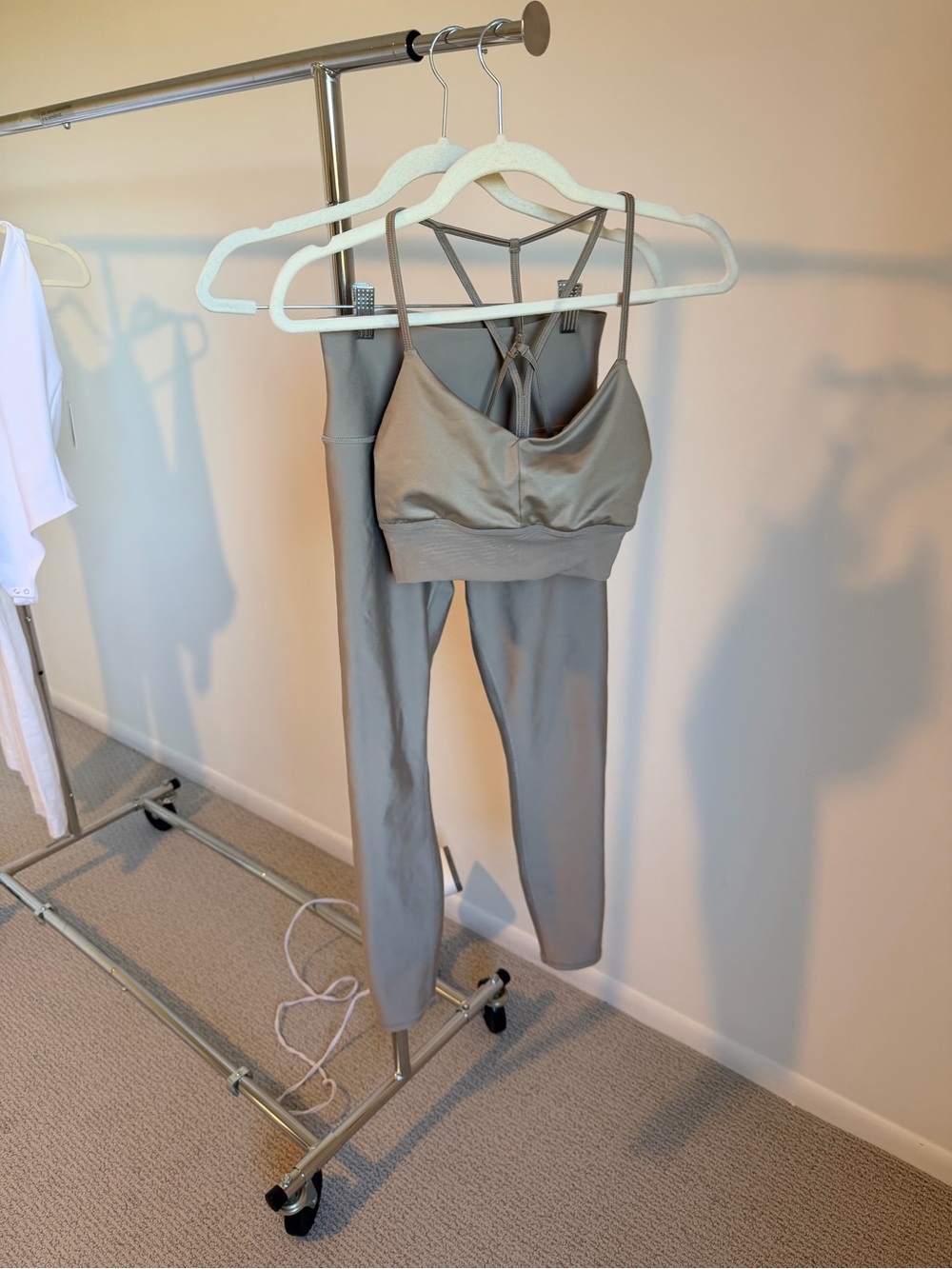 NWOT ALO Yoga Strappy Bralette and Leggings Set — Taupe
